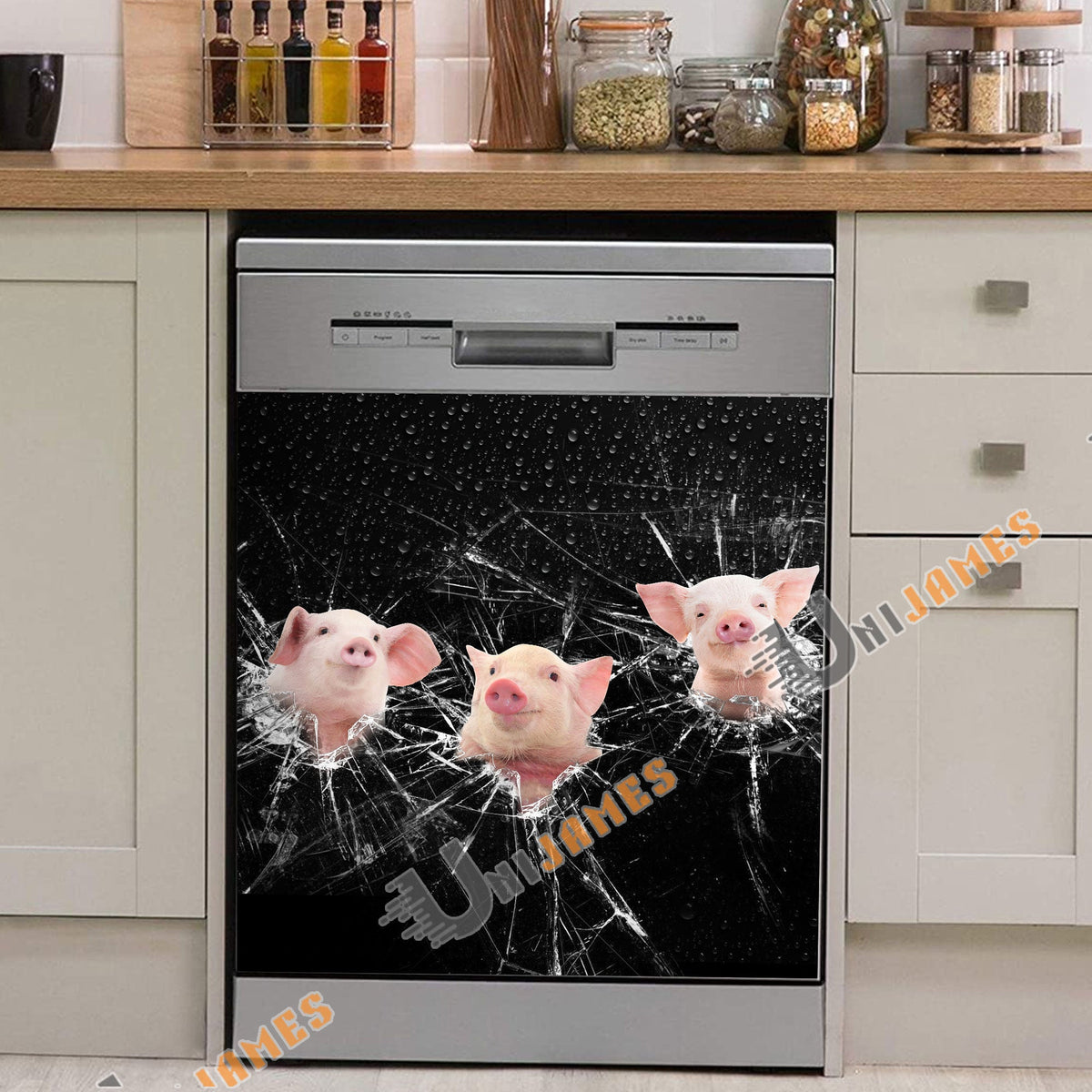Pig Broken Glasses Dishwasher Door Cover