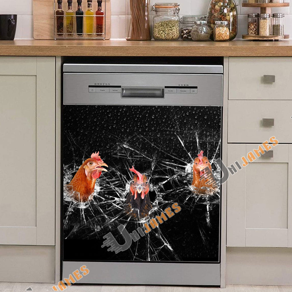 Chicken Broken Glasses Dishwasher Door Cover