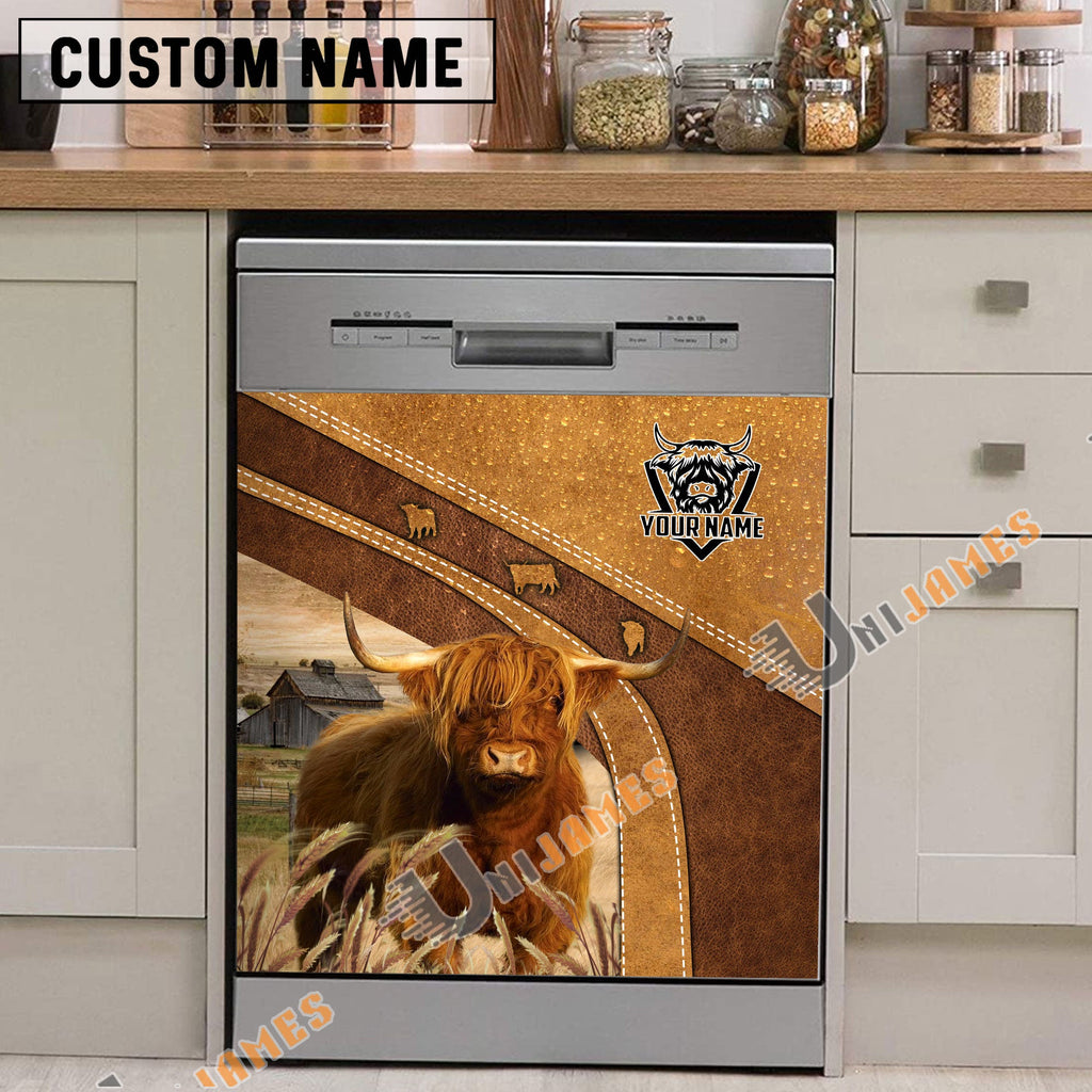 Highland Brown Custom Name Dishwasher Door Cover
