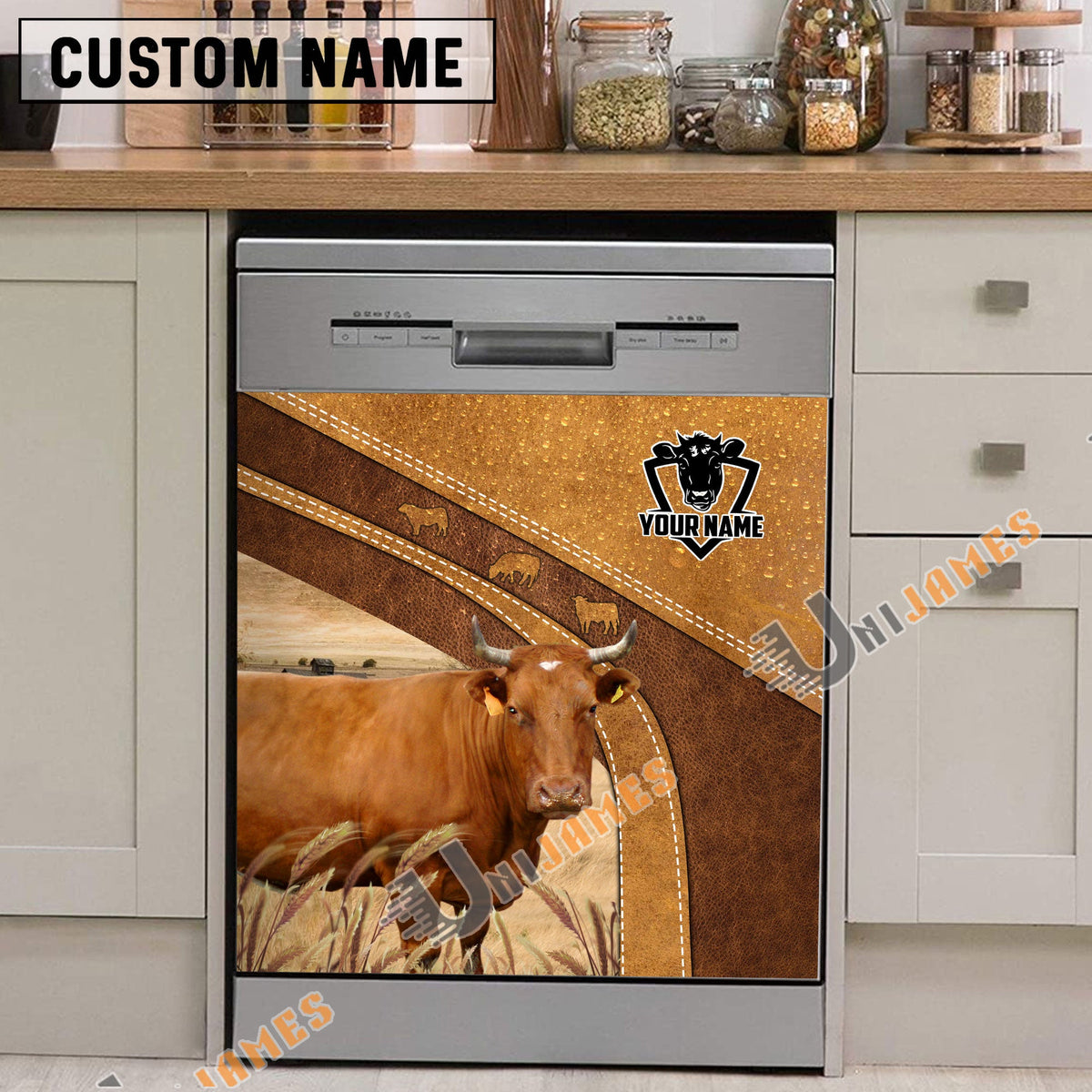 Jersey Brown Custom Name Dishwasher Door Cover