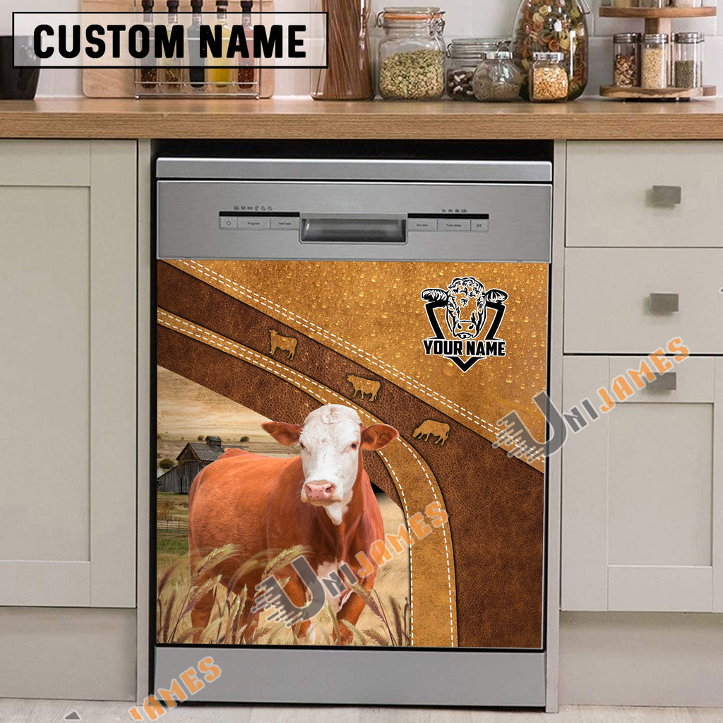 Simmental Brown Custom Name Dishwasher Door Cover