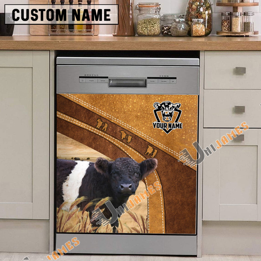Belted Galloway Brown Custom Name Dishwasher Door Cover