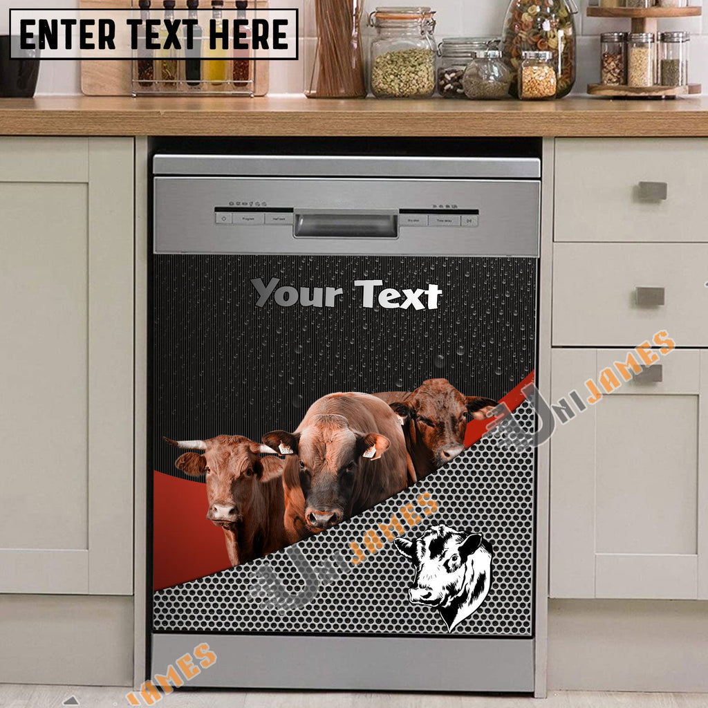 Beefmaster Cattle Metal Pattern Custom Name Dishwasher Door Cover