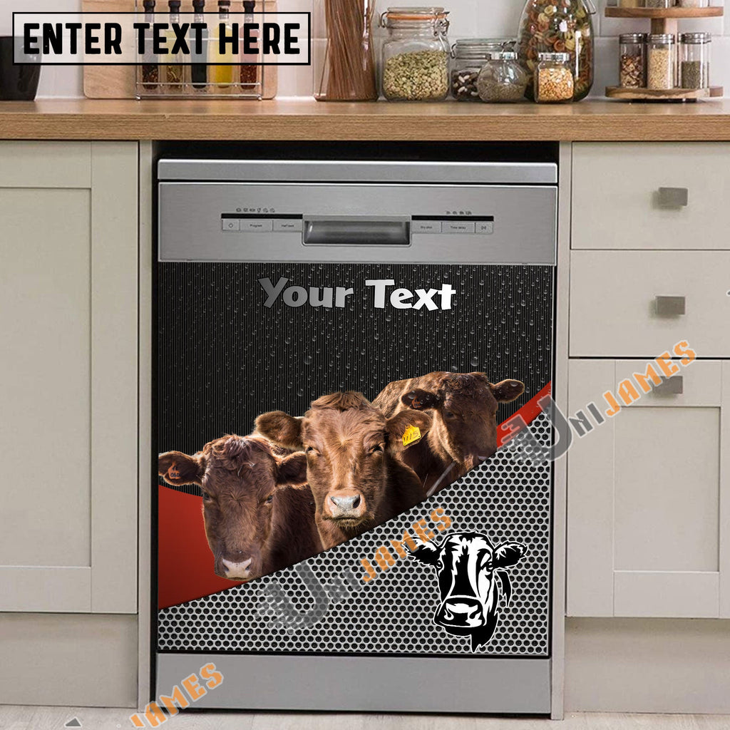 Dexter Cattle Metal Pattern Custom Name Dishwasher Door Cover