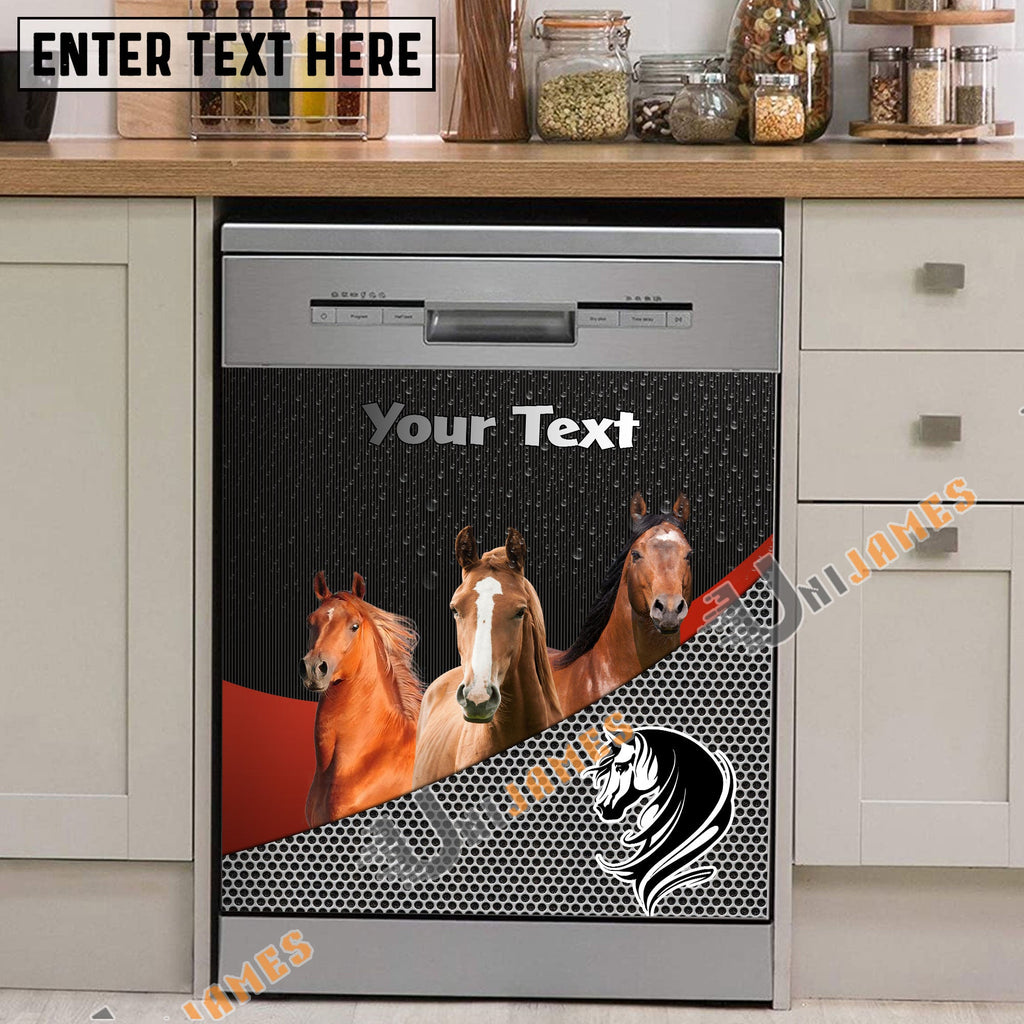 Horse Cattle Metal Pattern Custom Name Dishwasher Door Cover