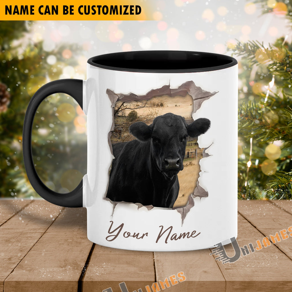 Black Angus Funny Personalized Name Two Tone Mug