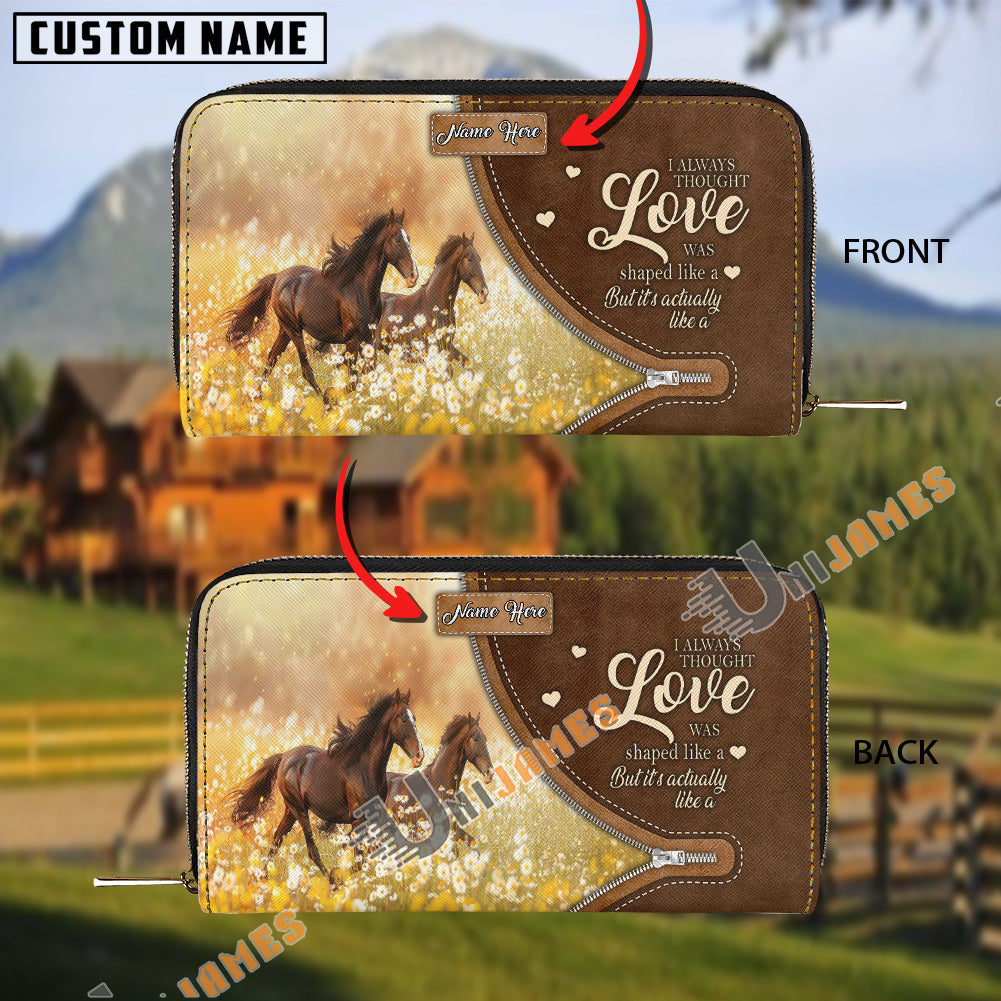 Horses I Always Thought Love Personalized Leather Clutch
