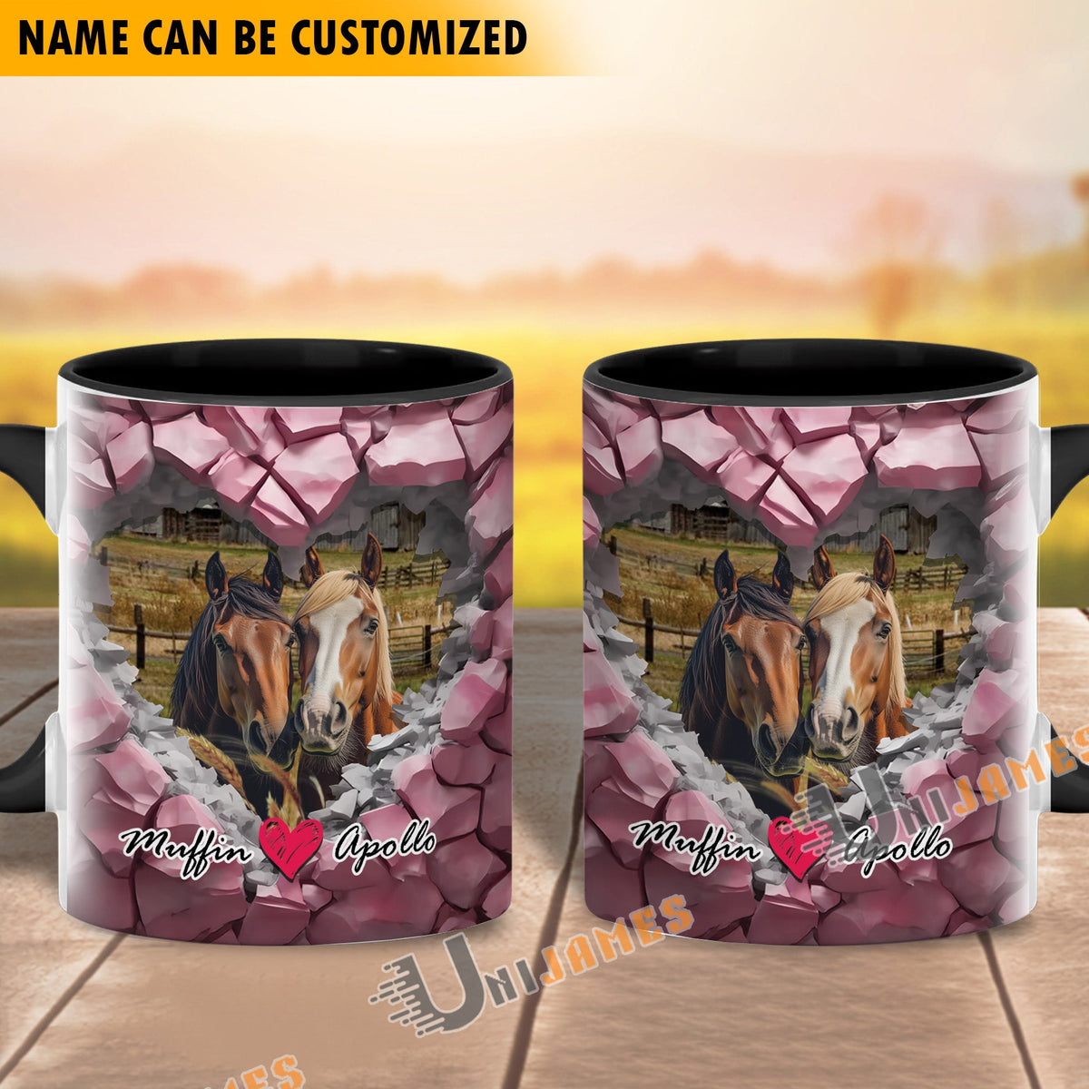 Horse Couple Personalized Name Two Tone Mug