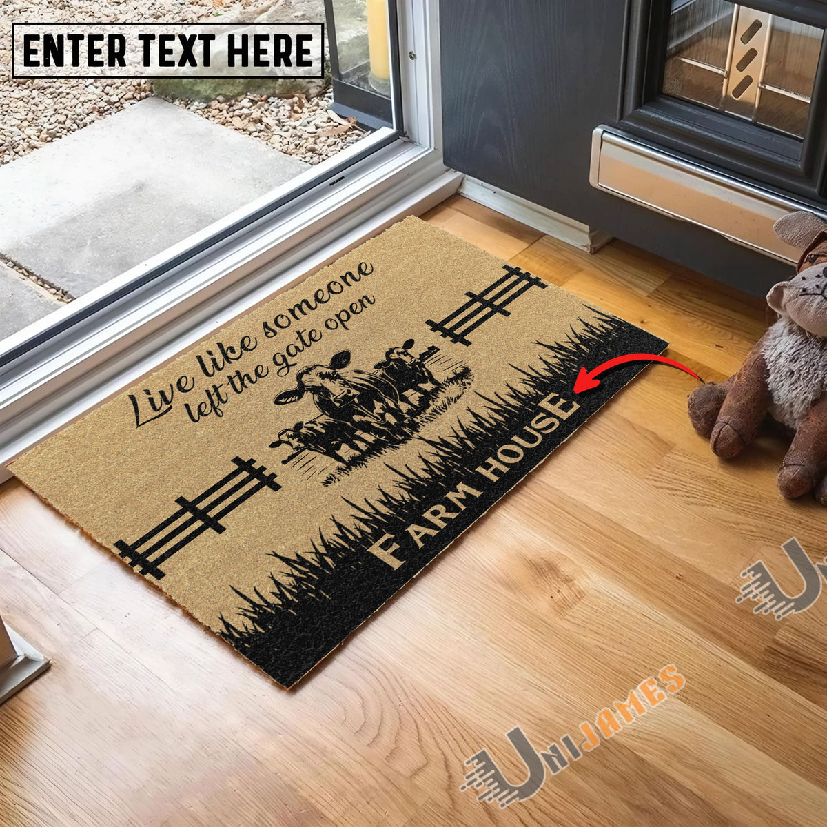 Jersey Custom Farm Name Live Like Someone Left The Gate Open Coir Doormat