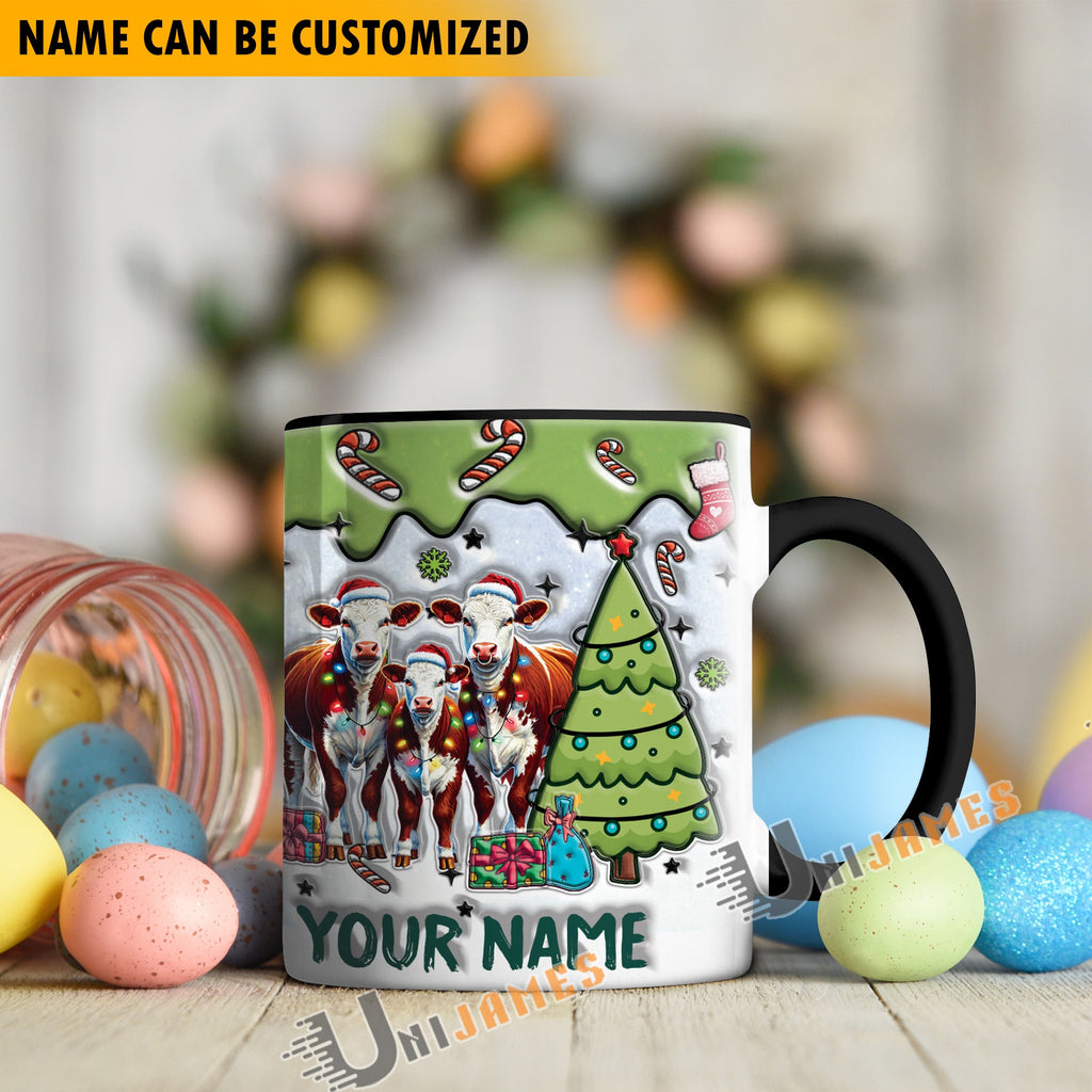Hereford Christmas Personalized Name Two Tone Mug