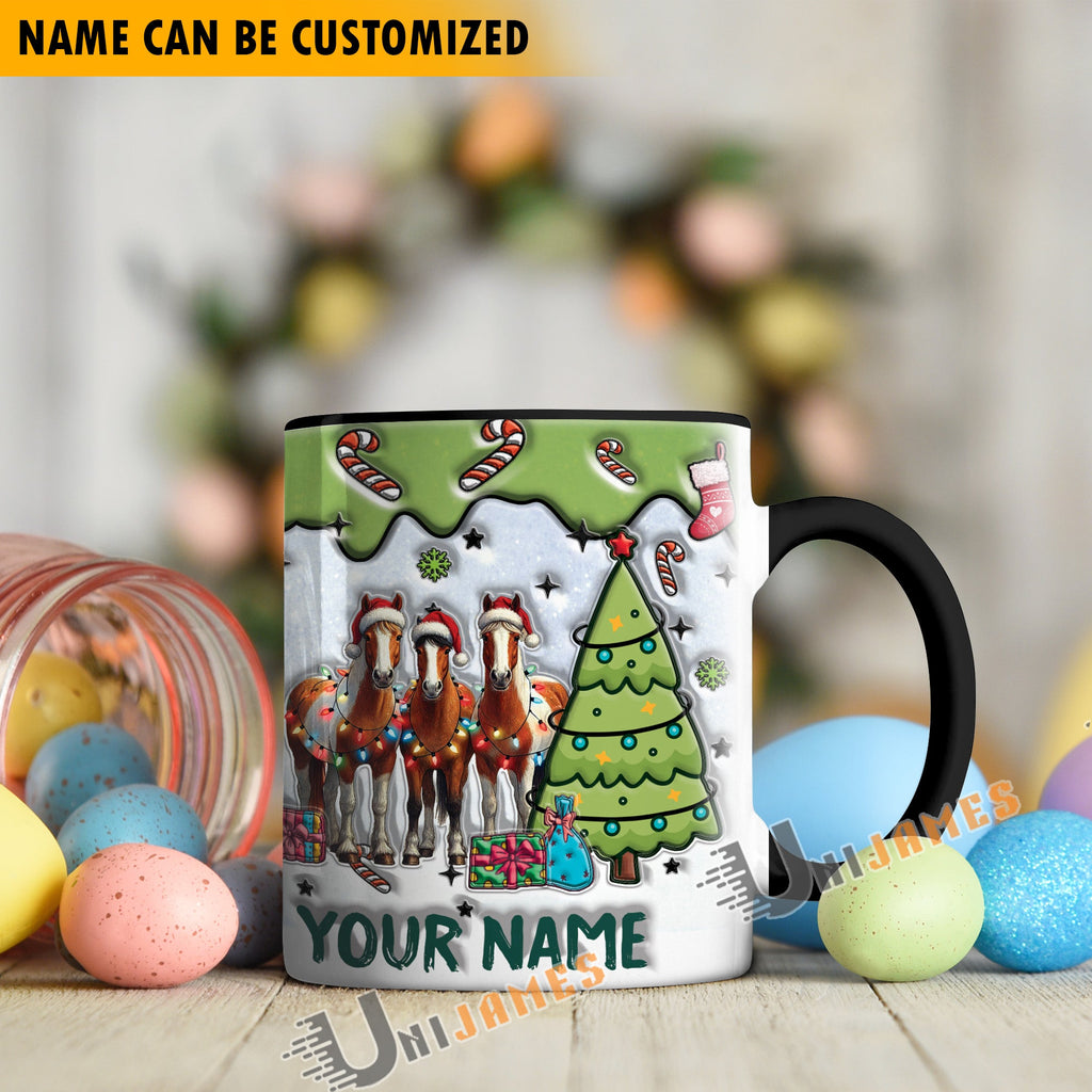 Horse Christmas Personalized Name Two Tone Mug