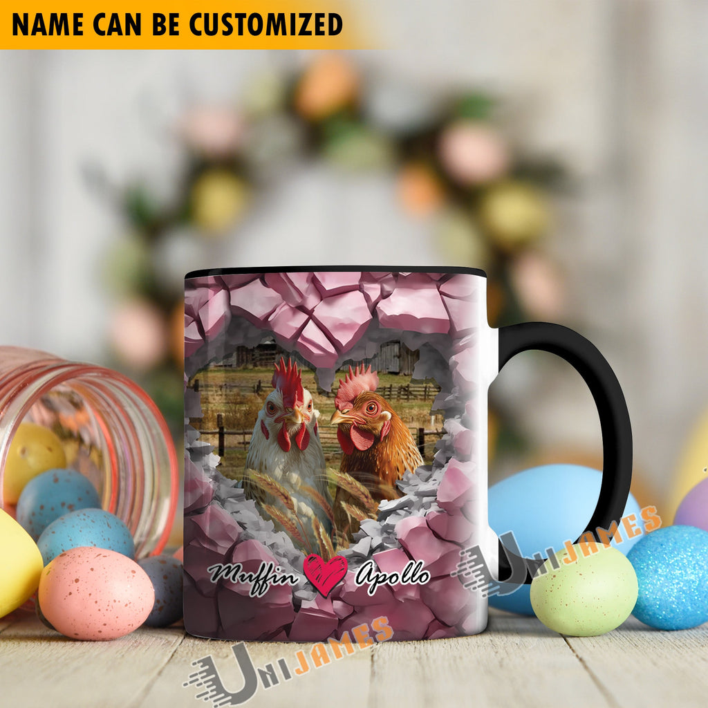 Chicken Couple Personalized Name Two Tone Mug