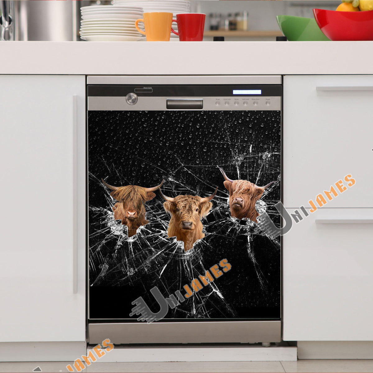 Highland Broken Glasses Dishwasher Door Cover