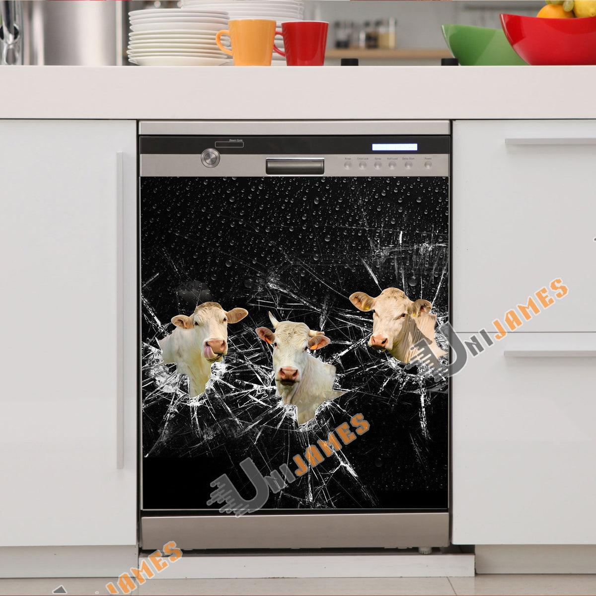 Charolais Broken Glasses Dishwasher Door Cover