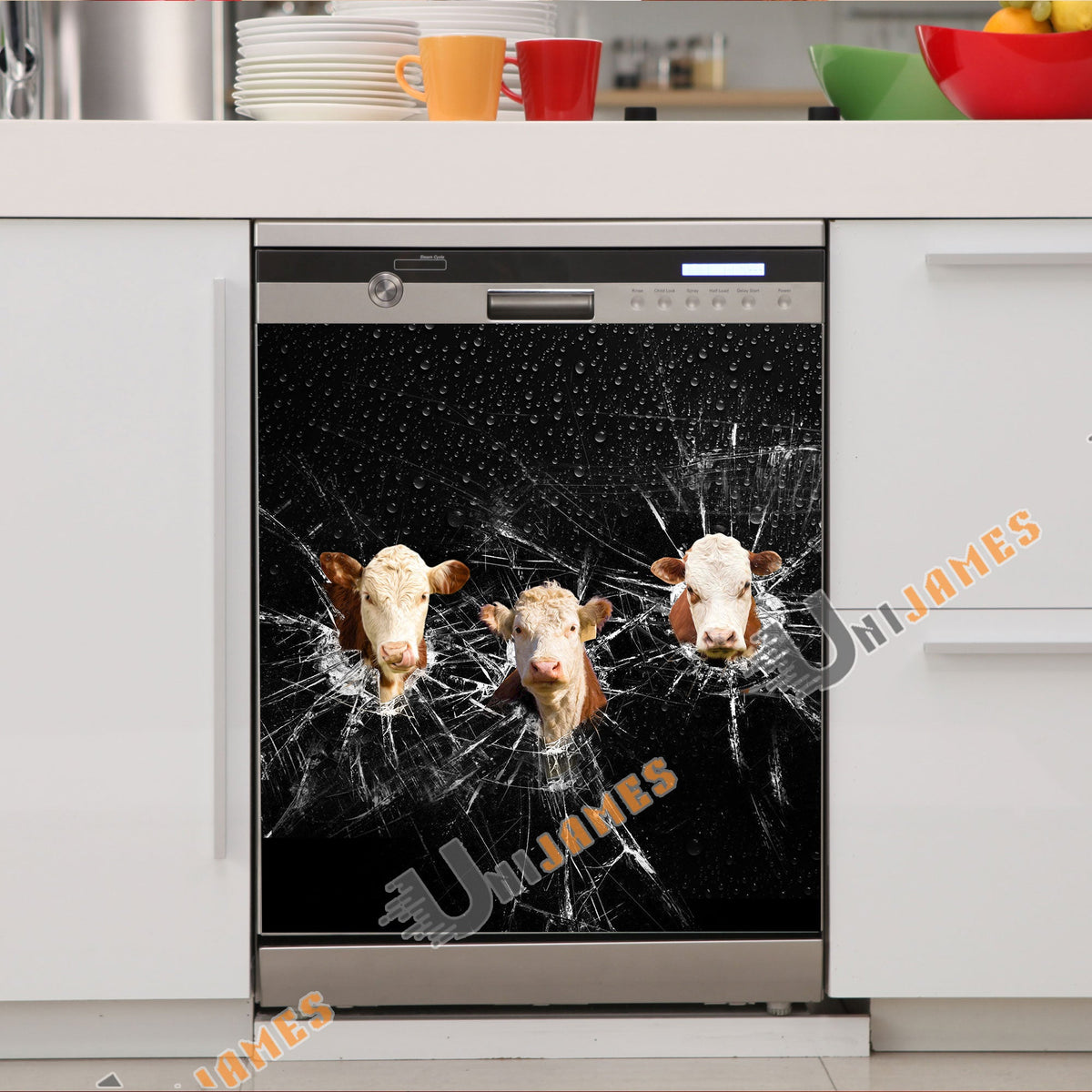 Hereford Broken Glasses Dishwasher Door Cover