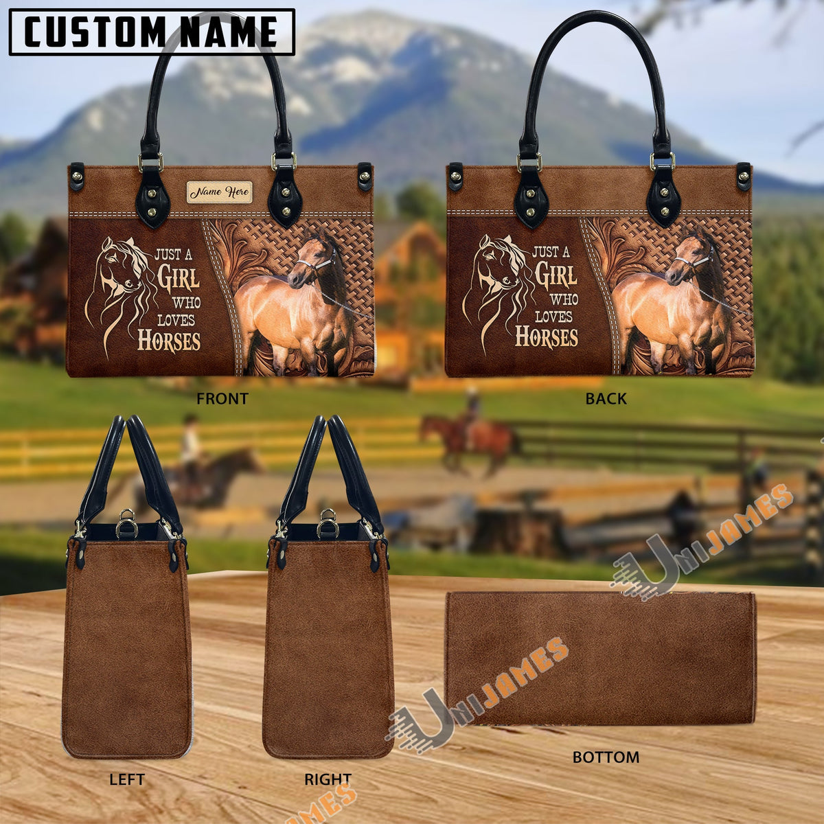 Just A Girl Who Loves Horses Personalized Leather Bag