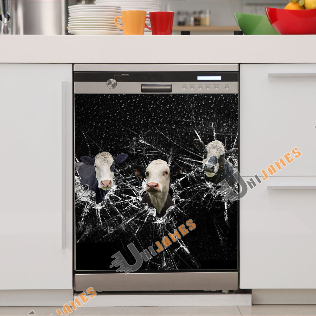 Black Baldy Broken Glasses Dishwasher Door Cover