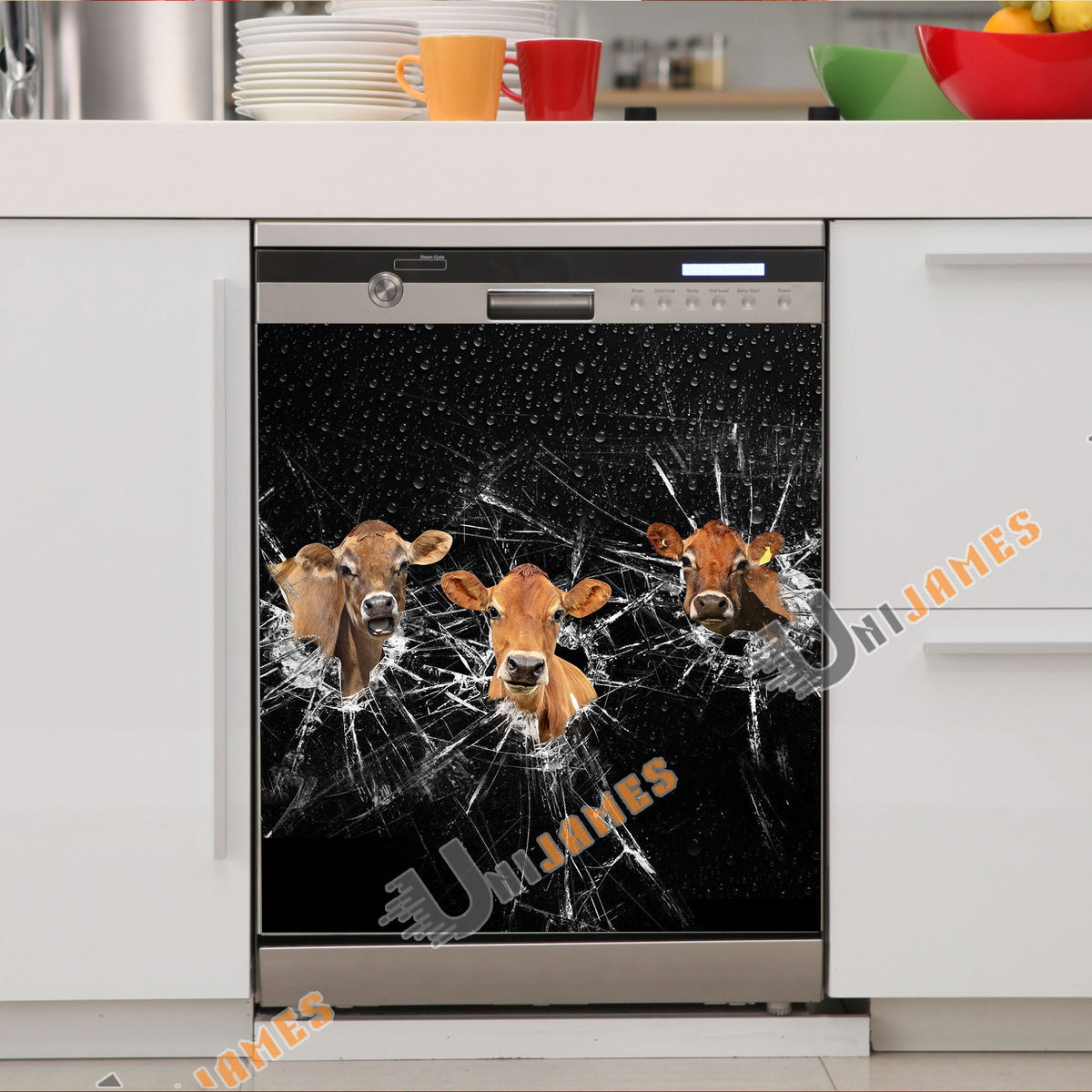 Jersey Broken Glasses Dishwasher Door Cover
