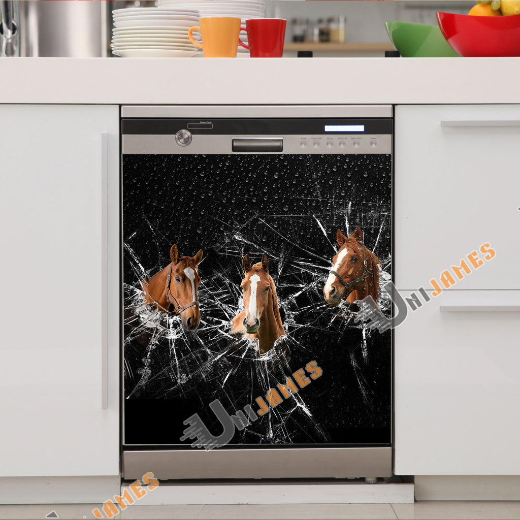 Horse Broken Glasses Dishwasher Door Cover