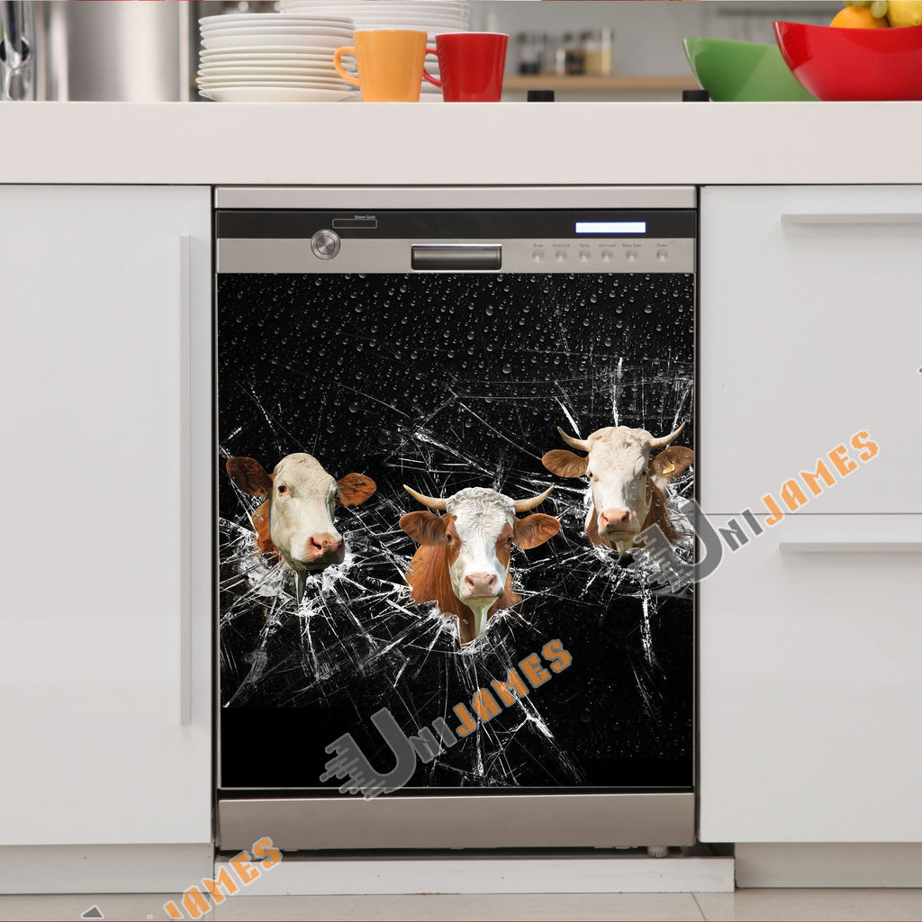 Simmental Broken Glasses Dishwasher Door Cover