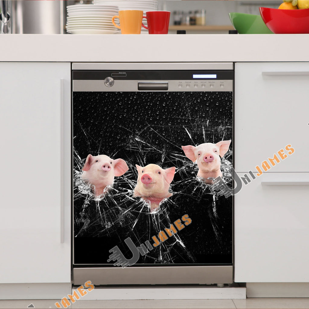 Pig Broken Glasses Dishwasher Door Cover
