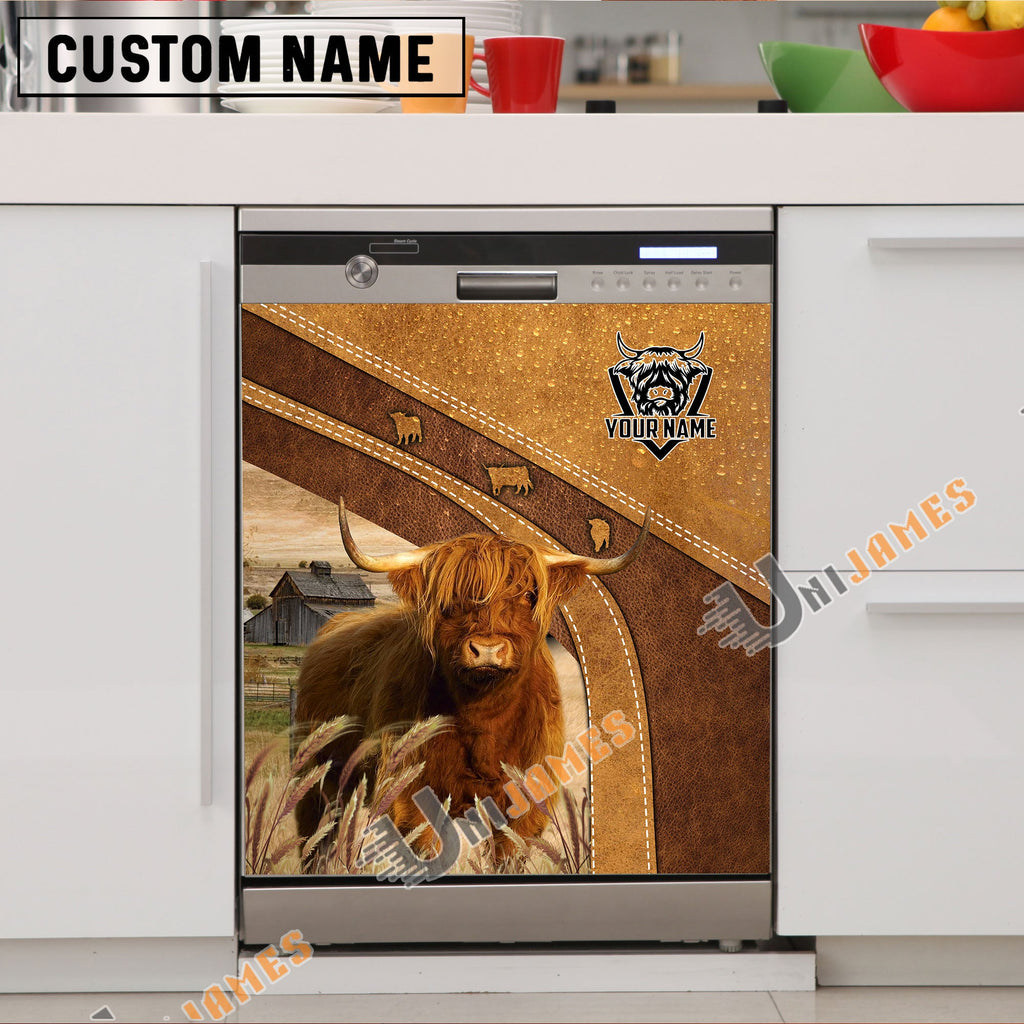 Highland Brown Custom Name Dishwasher Door Cover