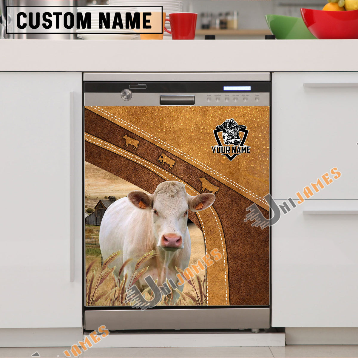 Charolais Brown Custom Name Dishwasher Door Cover