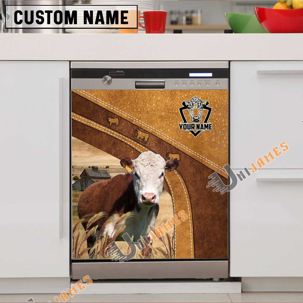Hereford Brown Custom Name Dishwasher Door Cover