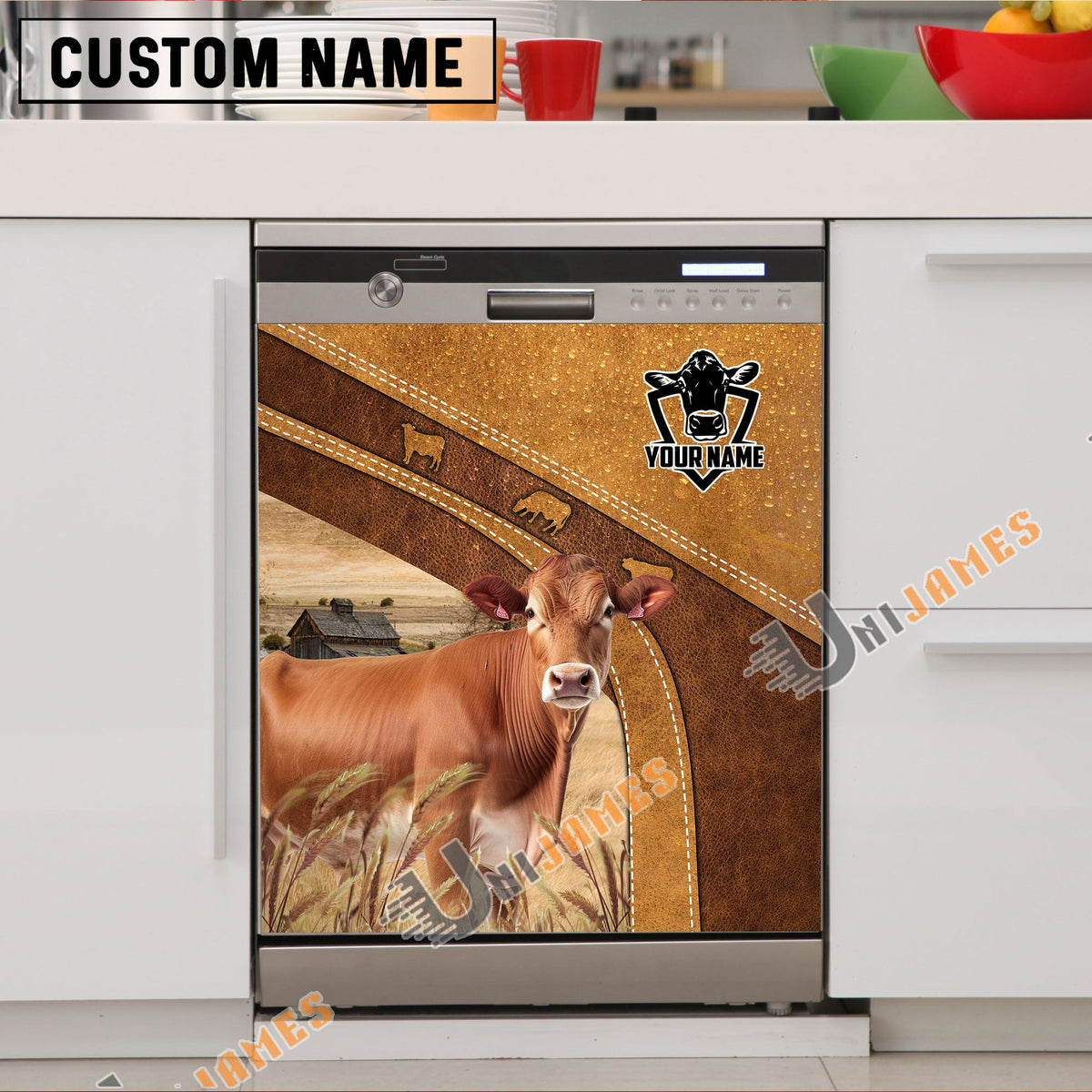 Brahman Brown Custom Name Dishwasher Door Cover