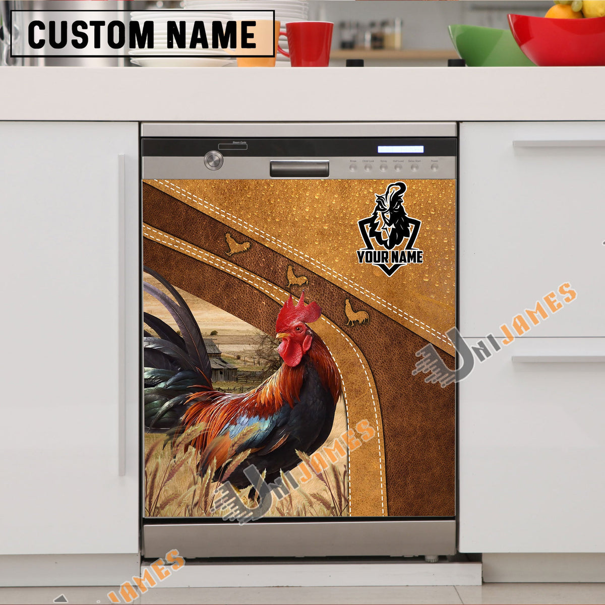 Chicken Brown Custom Name Dishwasher Door Cover