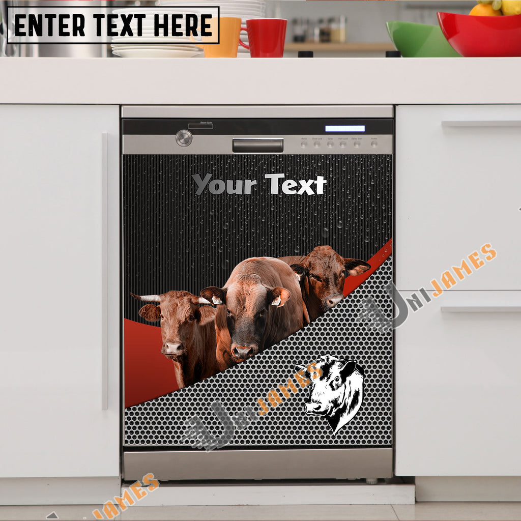 Beefmaster Cattle Metal Pattern Custom Name Dishwasher Door Cover