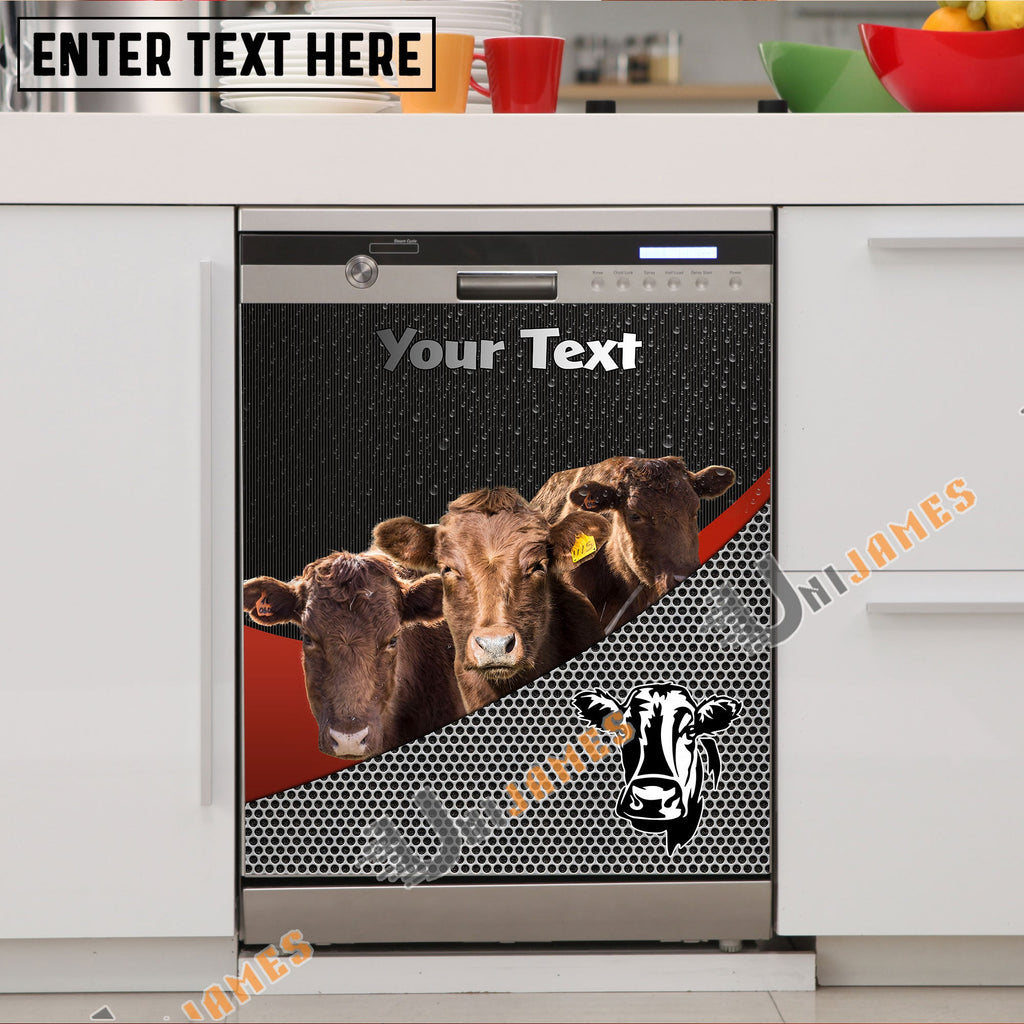 Dexter Cattle Metal Pattern Custom Name Dishwasher Door Cover