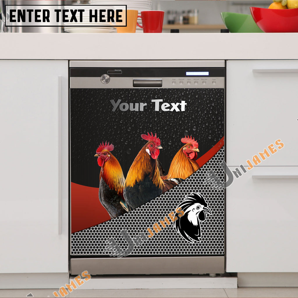 Chicken Cattle Metal Pattern Custom Name Dishwasher Door Cover