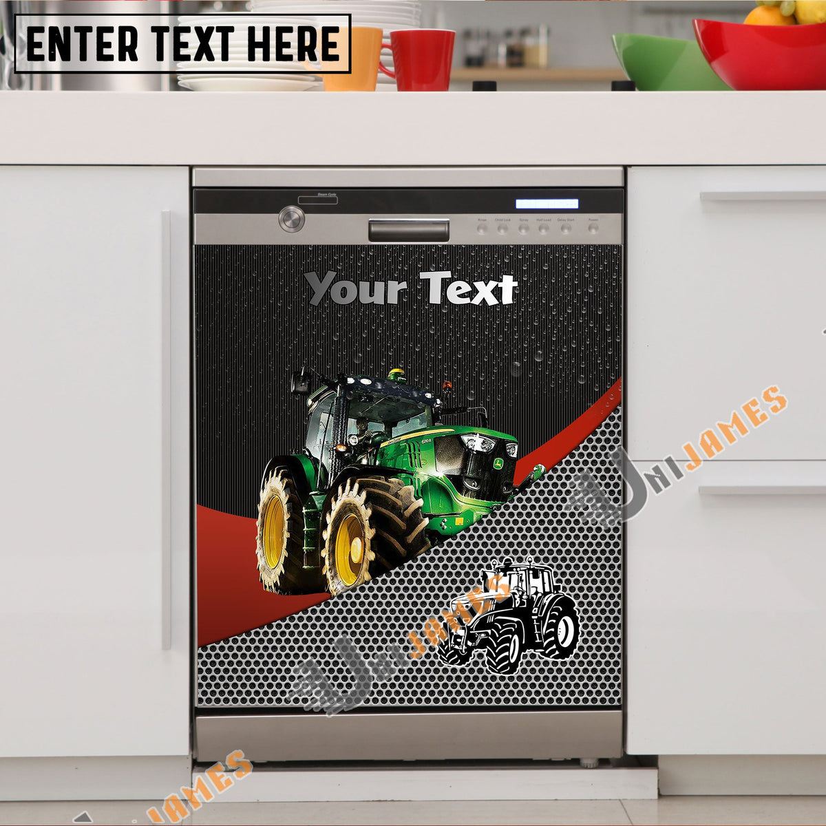 Tractor Cattle Metal Pattern Custom Name Dishwasher Door Cover