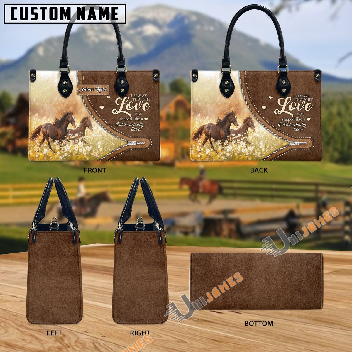 Horses I Always Thought Love Personalized Leather Bag
