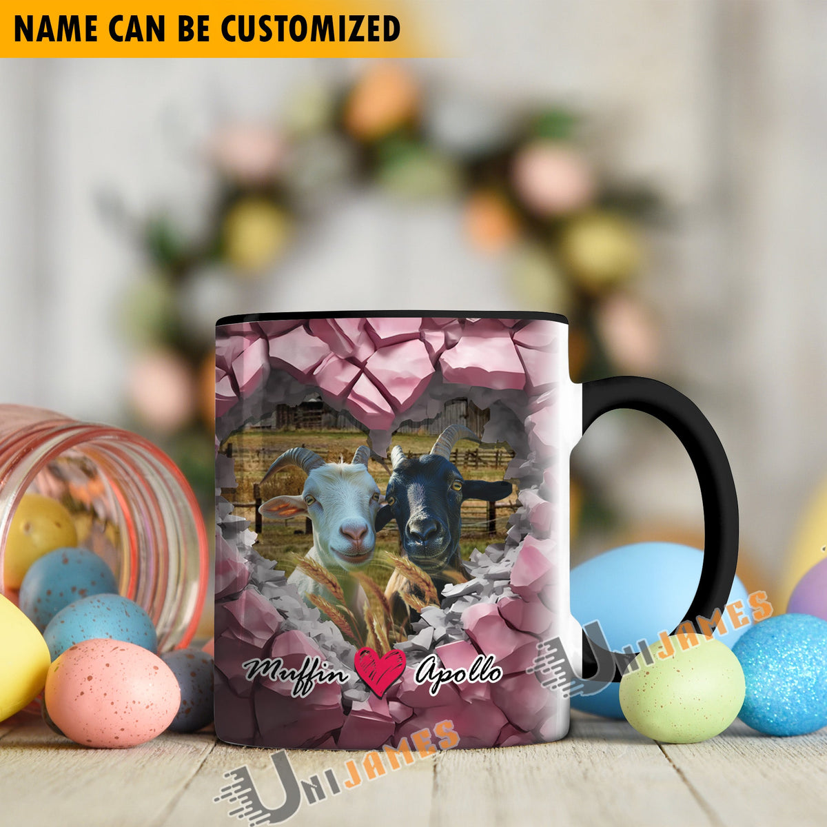 Goat Couple Personalized Name Two Tone Mug