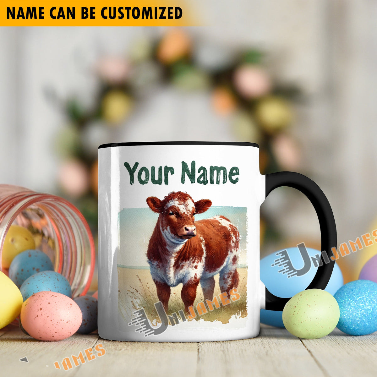 Shorthorn Personalized Name Two Tone Mug