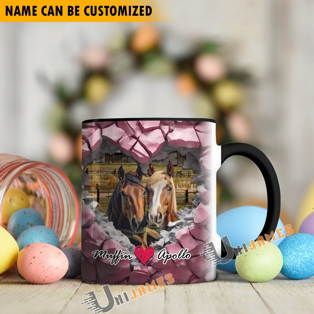 Horse Couple Personalized Name Two Tone Mug