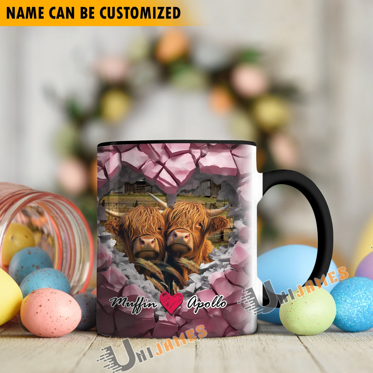 Highland Couple Personalized Name Two Tone Mug
