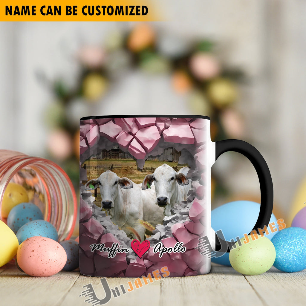 Brahman Couple Personalized Name Two Tone Mug