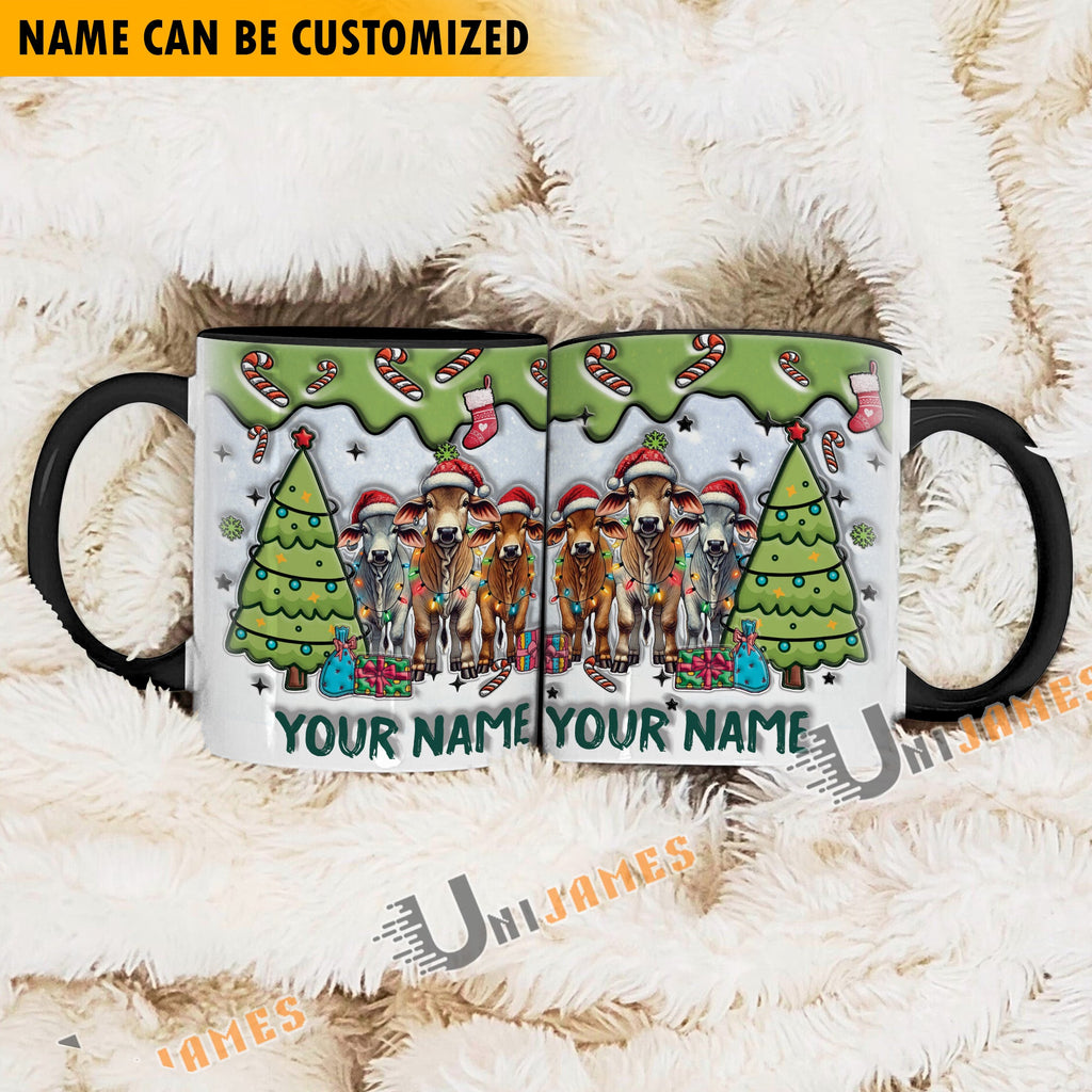 Brahman Christmas Personalized Name Two Tone Mug