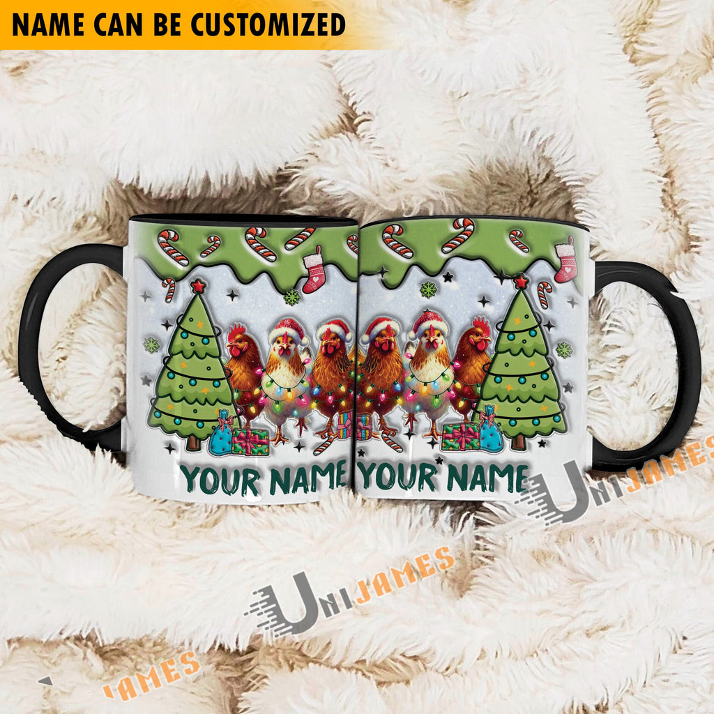 Chicken Christmas Personalized Name Two Tone Mug