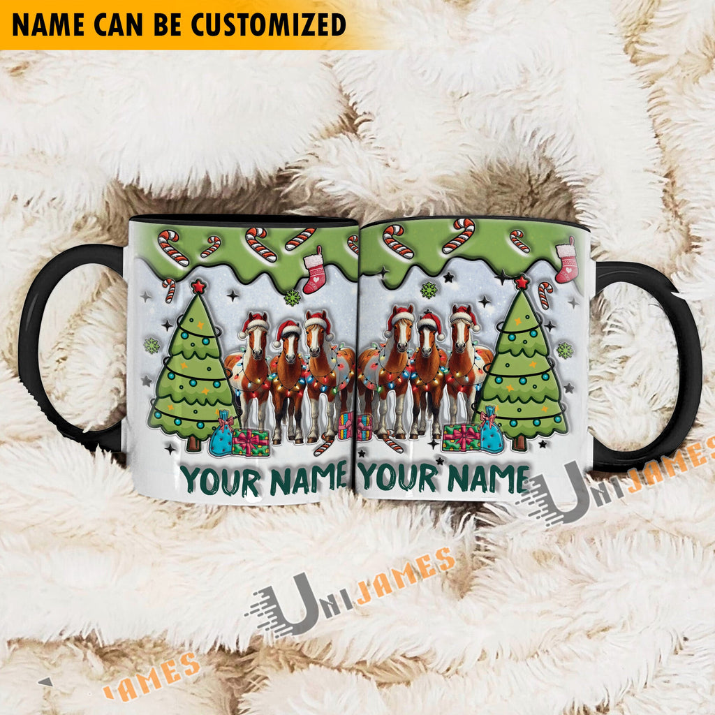 Horse Christmas Personalized Name Two Tone Mug