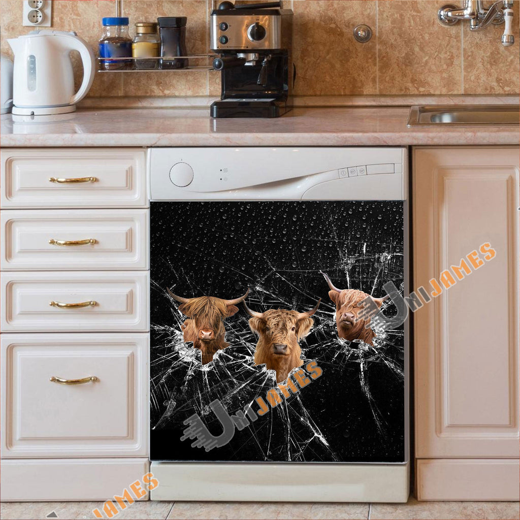 Highland Broken Glasses Dishwasher Door Cover