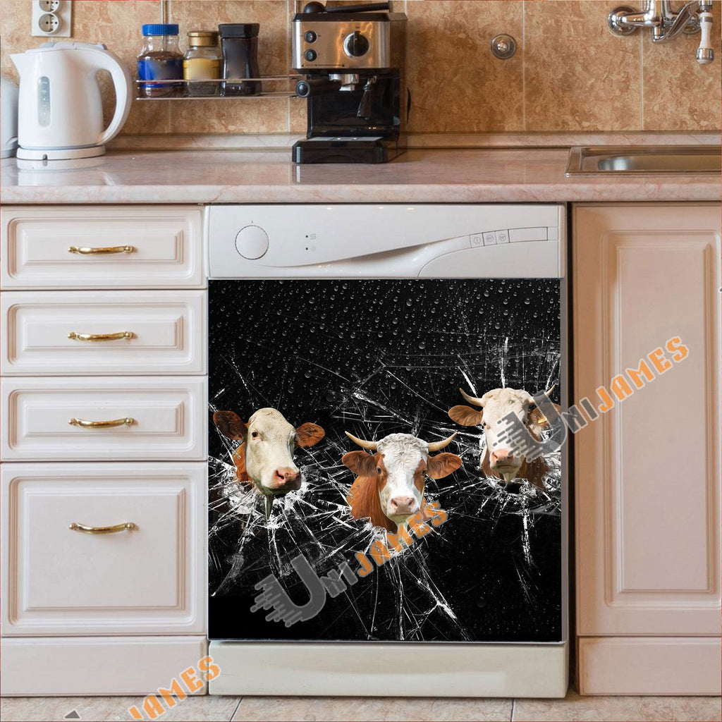 Simmental Broken Glasses Dishwasher Door Cover