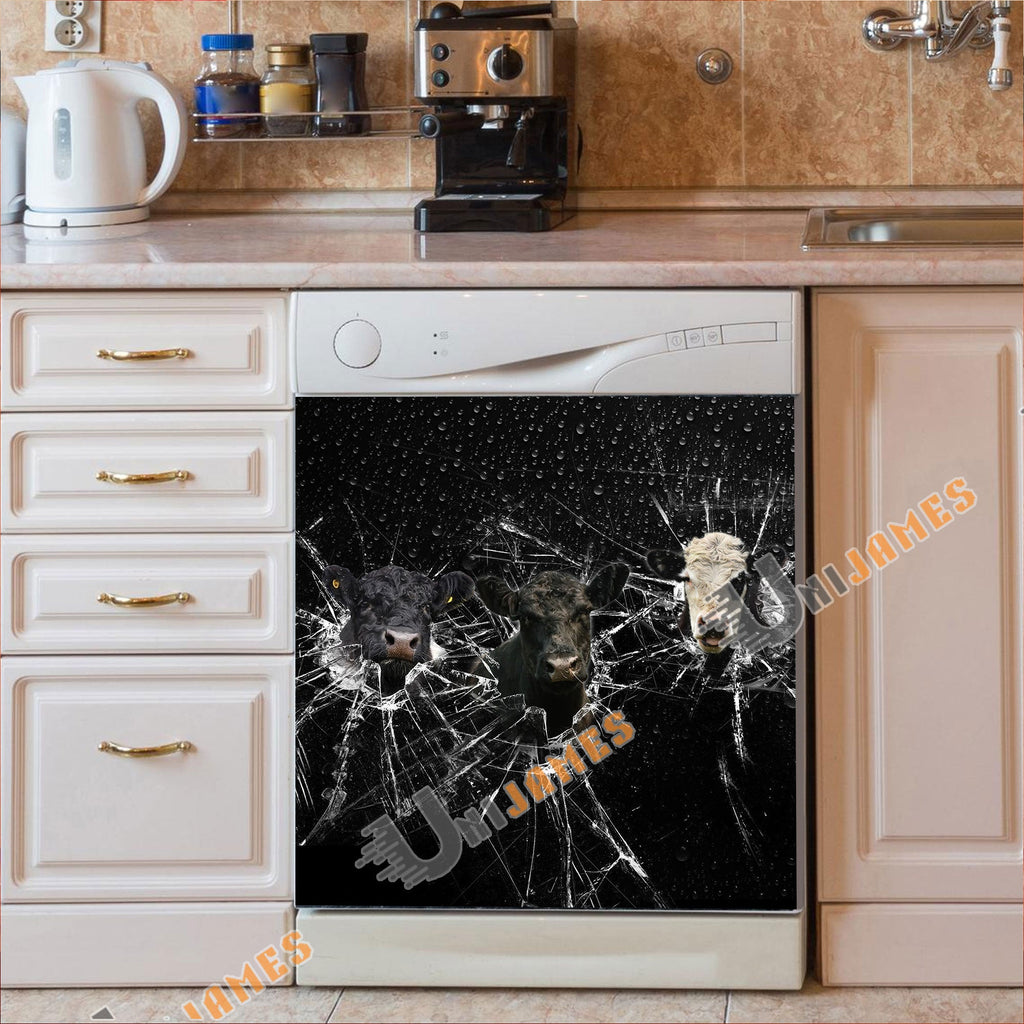 Belted Galloway Broken Glasses Dishwasher Door Cover