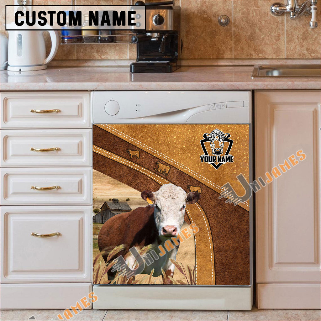 Hereford Brown Custom Name Dishwasher Door Cover