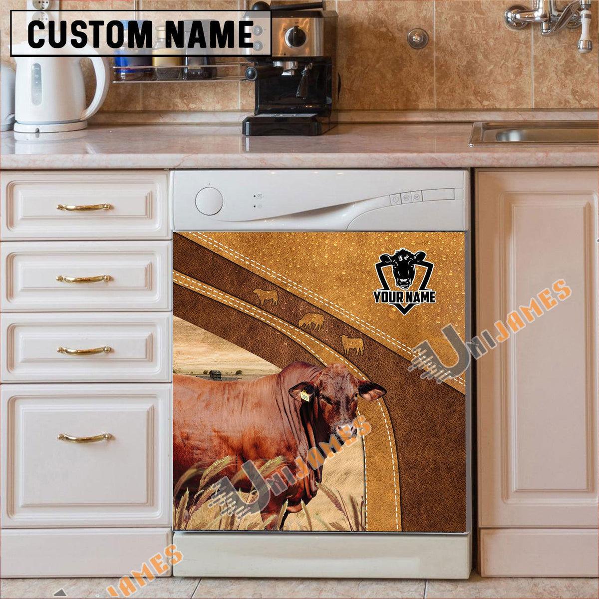 Beefmaster Brown Custom Name Dishwasher Door Cover