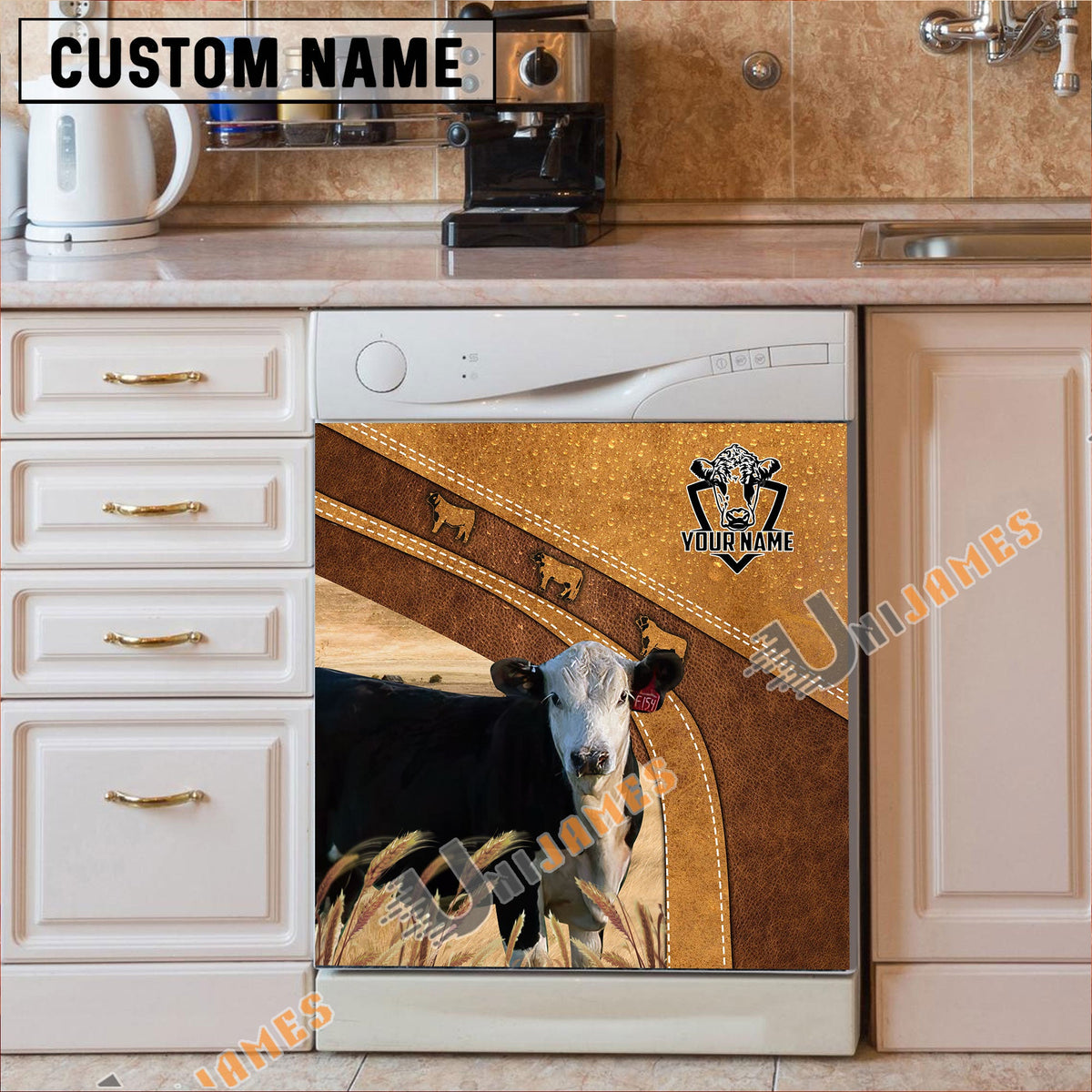 Black Baldy Brown Custom Name Dishwasher Door Cover