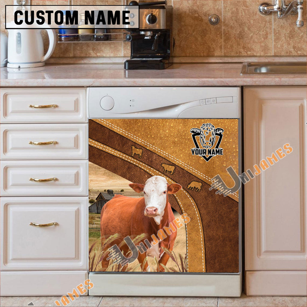 Simmental Brown Custom Name Dishwasher Door Cover